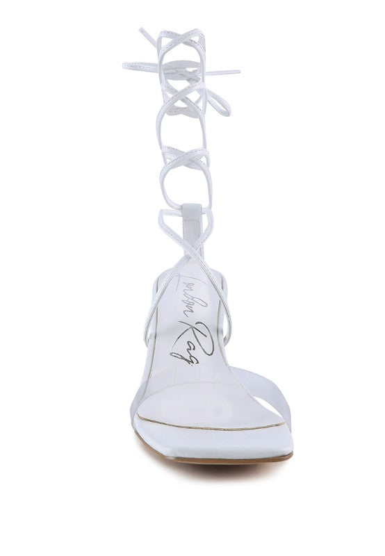 High cult strappy tie-up block heels