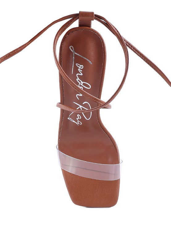 High cult strappy tie-up block heels