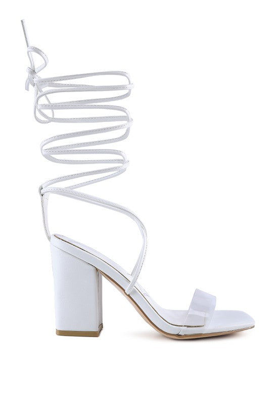 High cult strappy tie-up block heels