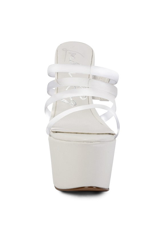 Shots up ultra high heel clear straps sandals