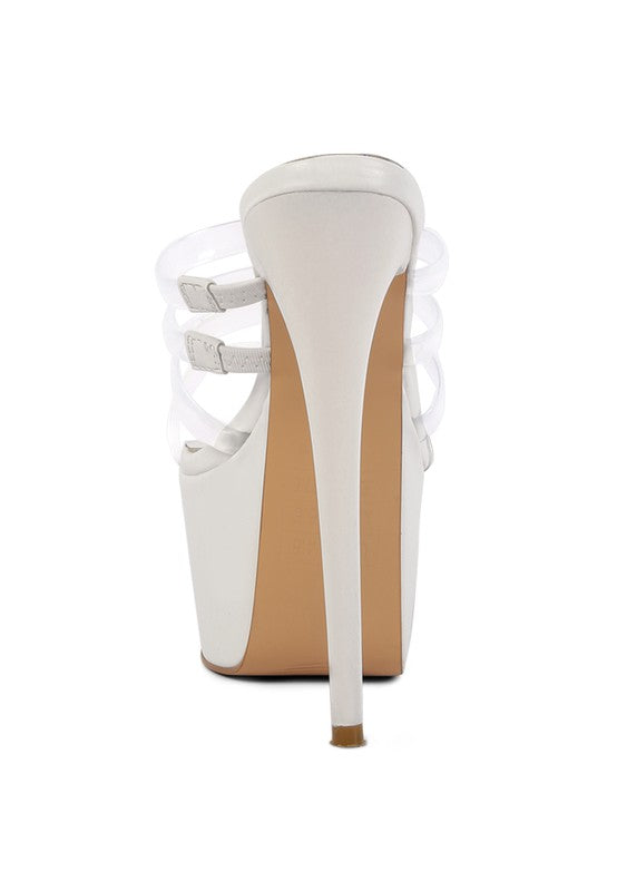 Shots up ultra high heel clear straps sandals