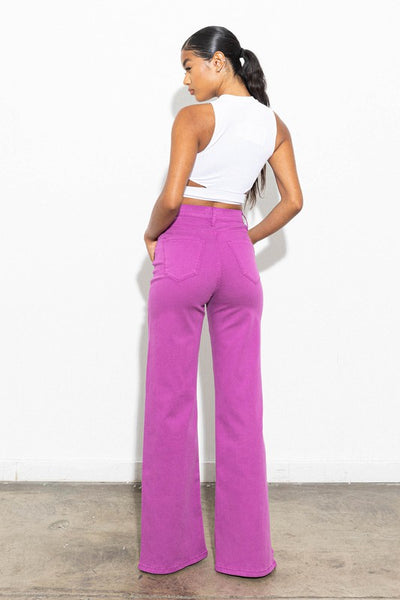 Purple dreams front slit wide leg pants