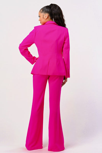 Hot pink sexy cutout two pcs suit