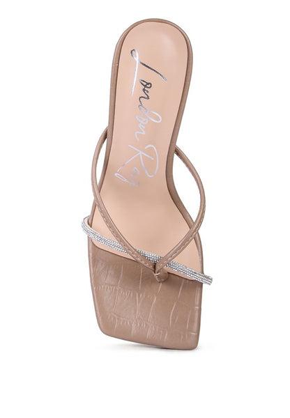 Fetish croc rhinestone slider sandals