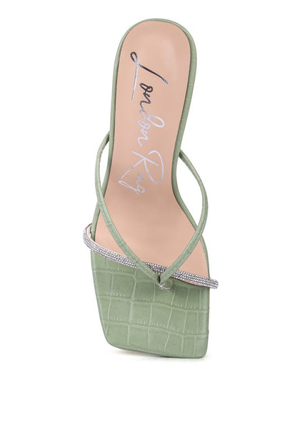 Fetish croc rhinestone slider sandals