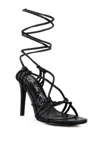 Trixy knot lace up high heeled sandal