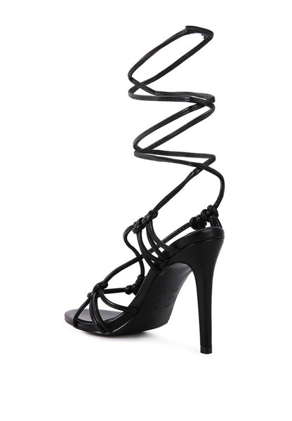 Trixy knot lace up high heeled sandal