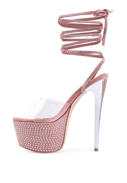Sugar mama strappy diamante platform high heels