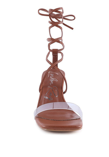 High cult strappy tie-up block heels