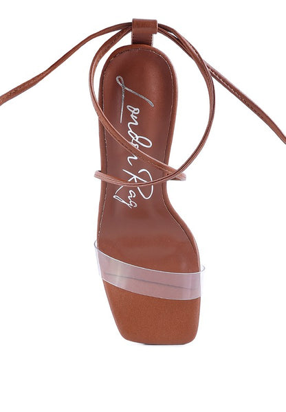 High cult strappy tie-up block heels