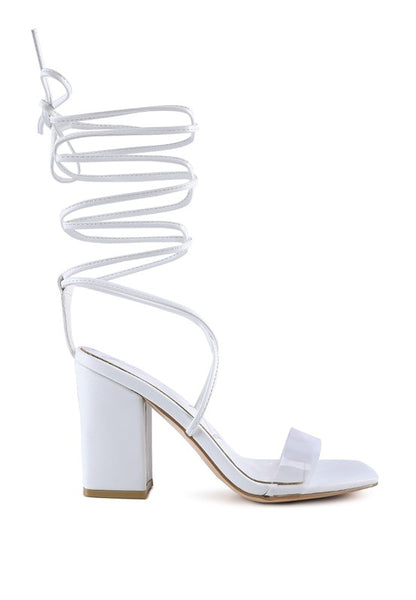 High cult strappy tie-up block heels