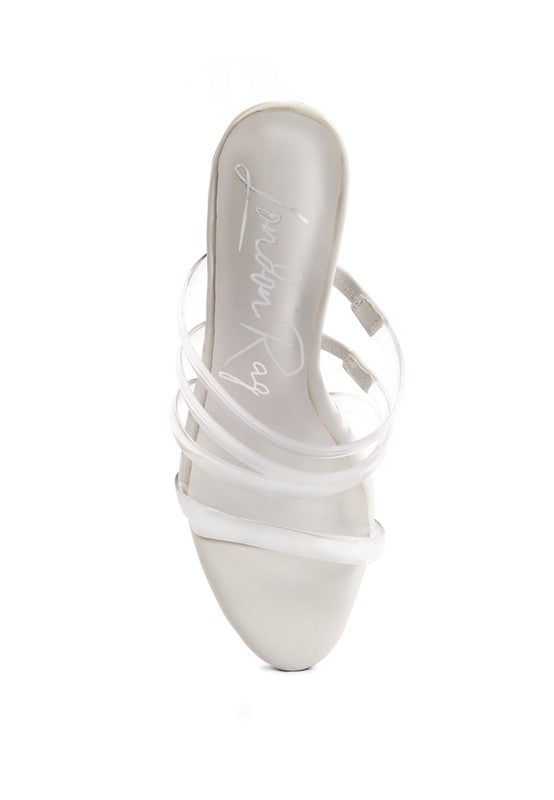 Shots up ultra high heel clear straps sandals
