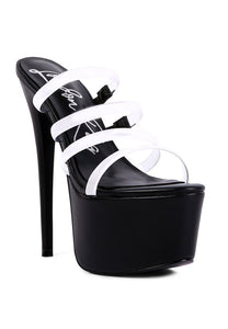 Shots up ultra high heel clear straps sandals