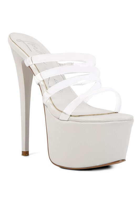 Shots up ultra high heel clear straps sandals