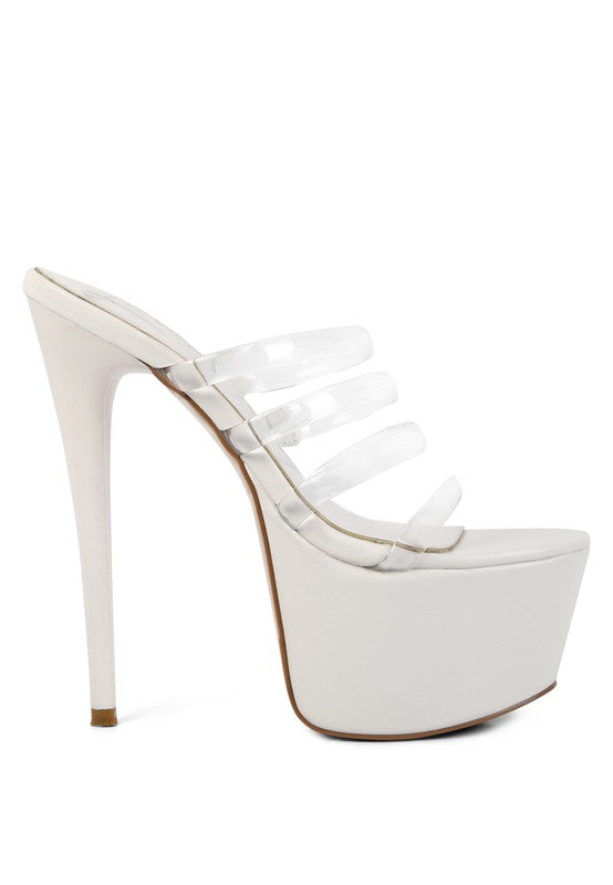 Shots up ultra high heel clear straps sandals