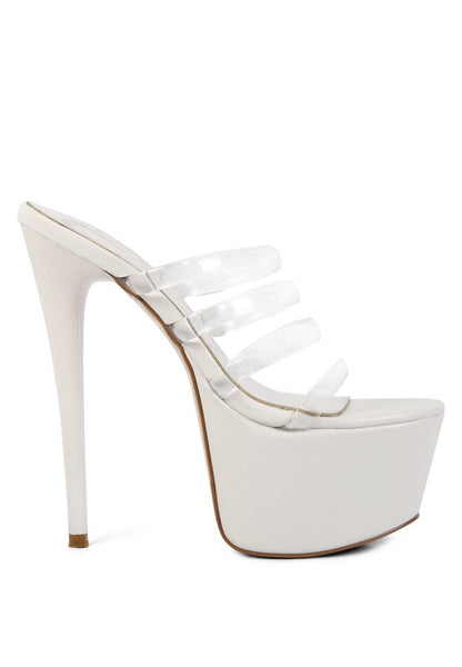 Shots up ultra high heel clear straps sandals