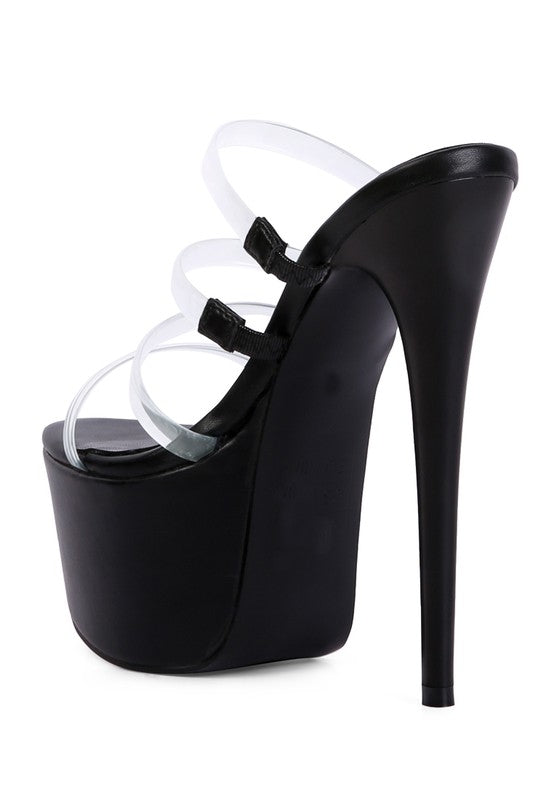 Shots up ultra high heel clear straps sandals