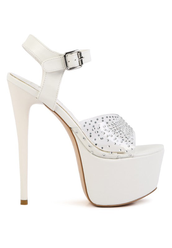 First date ultra high heel clear sandal