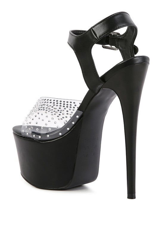 First date ultra high heel clear sandal