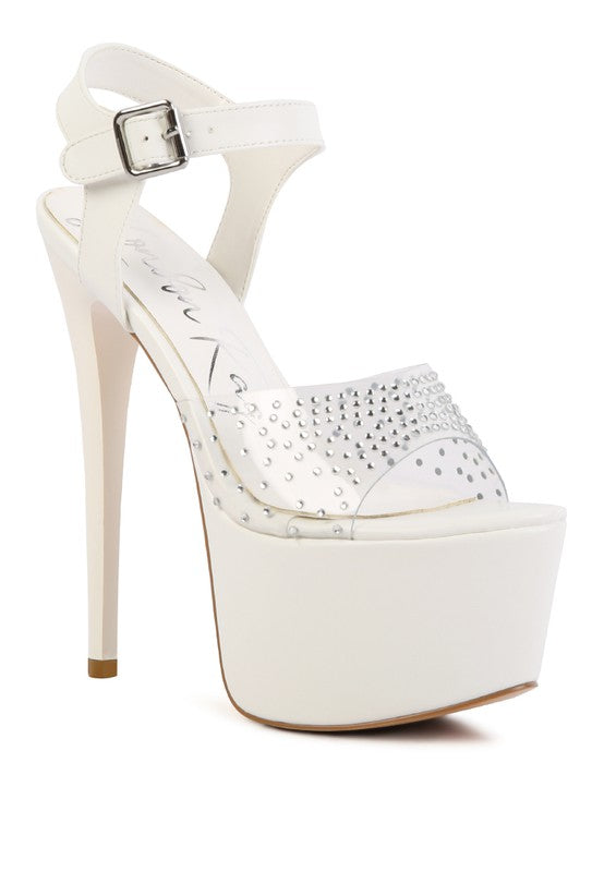 First date ultra high heel clear sandal