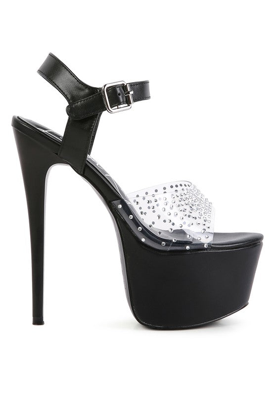 First date ultra high heel clear sandal
