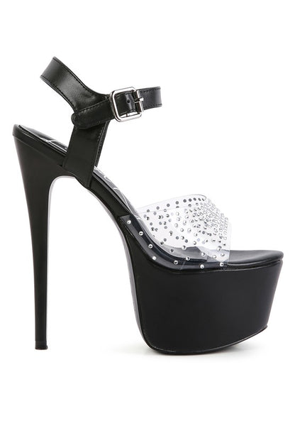 First date ultra high heel clear sandal