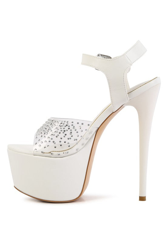 First date ultra high heel clear sandal