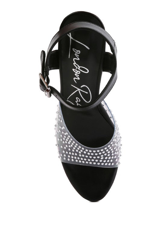 First date ultra high heel clear sandal