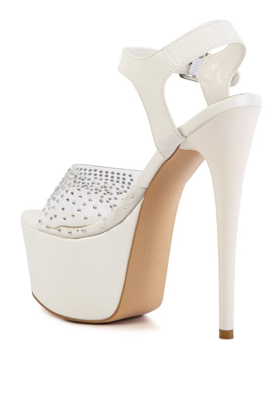 First date ultra high heel clear sandal