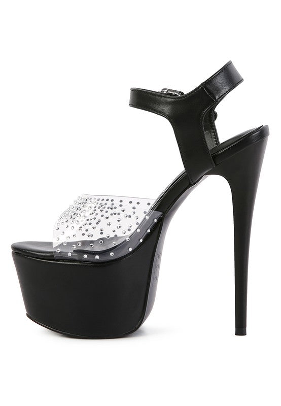 First date ultra high heel clear sandal