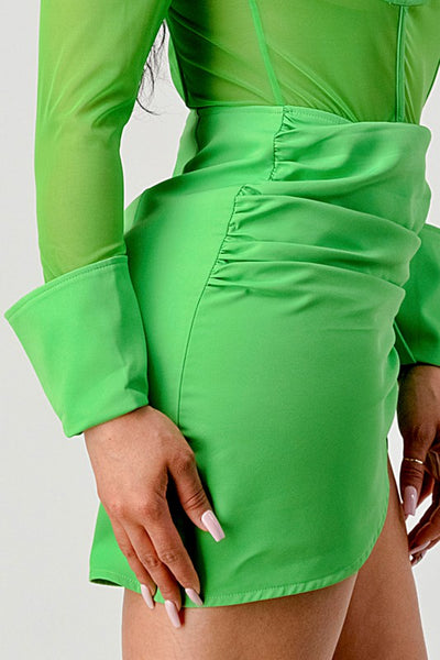 Lady Gaga fashion shoulder pad mini dress