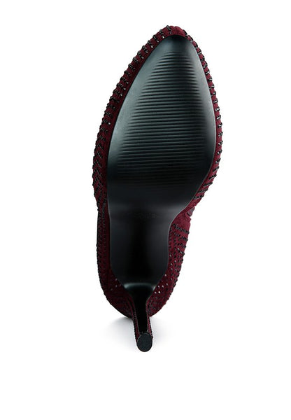Nebula Rhinestone Embellished Stiletto Calf Boots