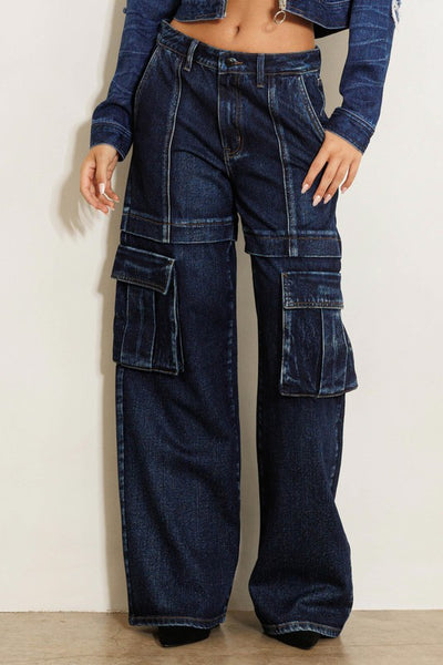 Cargo pocket wide jeans