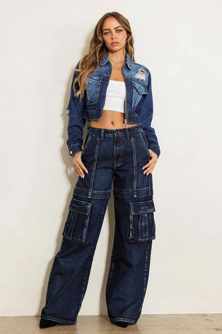 Cargo pocket wide jeans