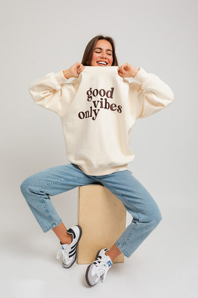 Good vibes Embroidery Oversized Sweatshirt