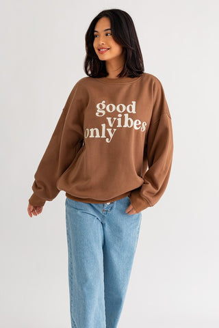 Good vibes Embroidery Oversized Sweatshirt