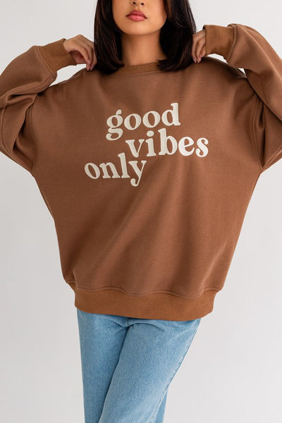 Good vibes Embroidery Oversized Sweatshirt