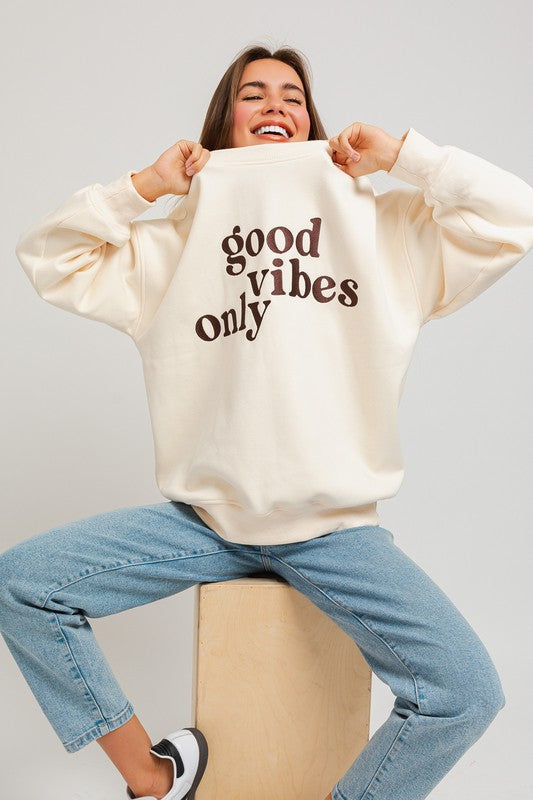 Good vibes Embroidery Oversized Sweatshirt