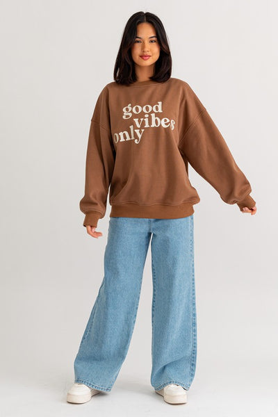 Good vibes Embroidery Oversized Sweatshirt