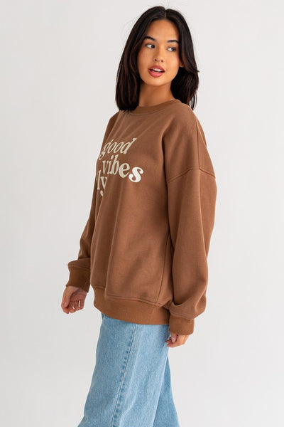 Good vibes Embroidery Oversized Sweatshirt