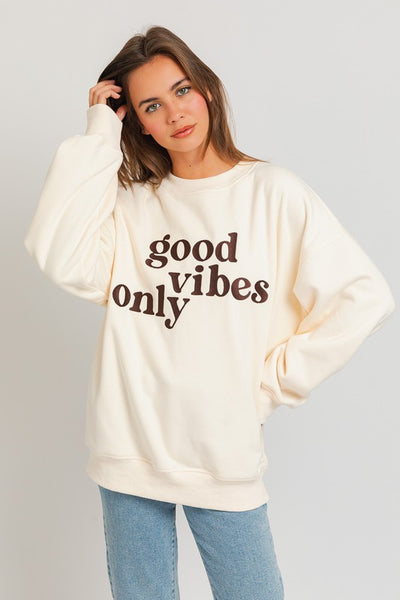 Good vibes Embroidery Oversized Sweatshirt