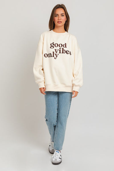 Good vibes Embroidery Oversized Sweatshirt