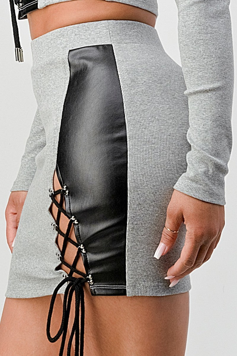 Cropped shirt and mini skirt set