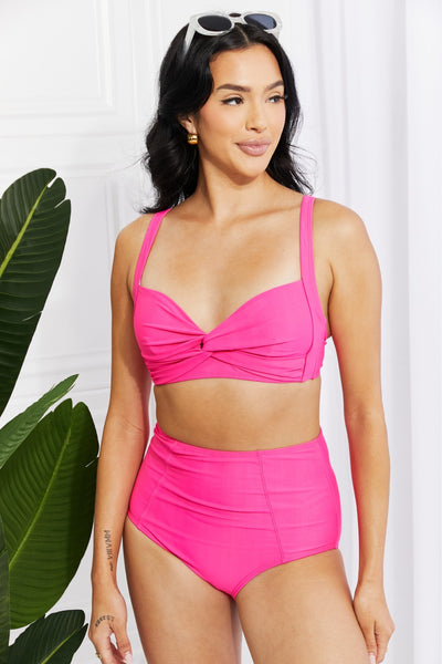 Take a dip twist high-rise bikini in pink