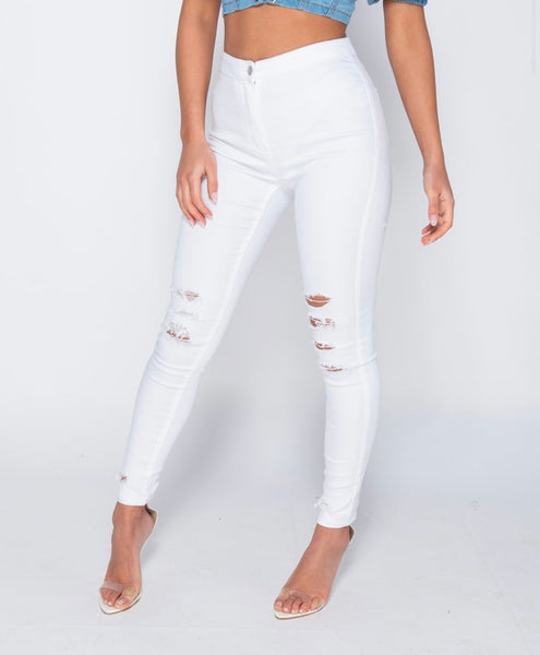 white high waisted jeggings